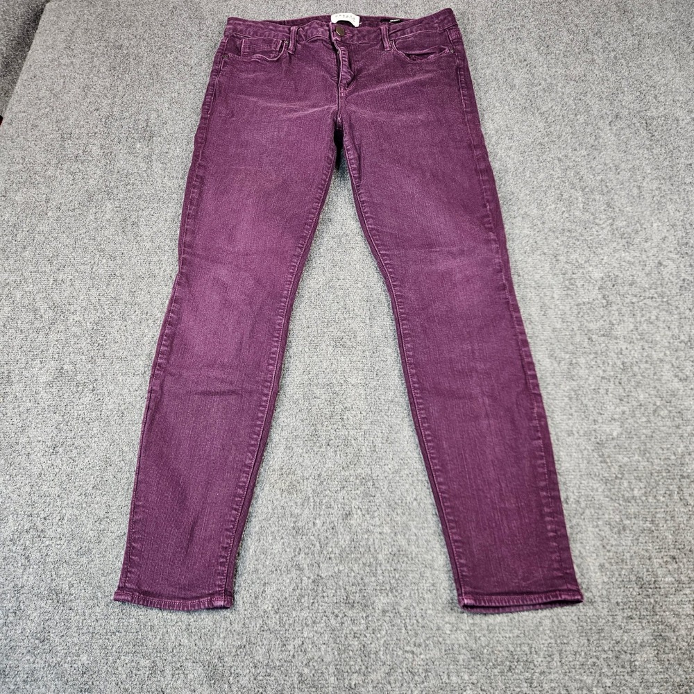 Parker Smith Skinny Pants Womens 32 Plum Purple Corduroy Stretch‎ Mid Rise Jeans